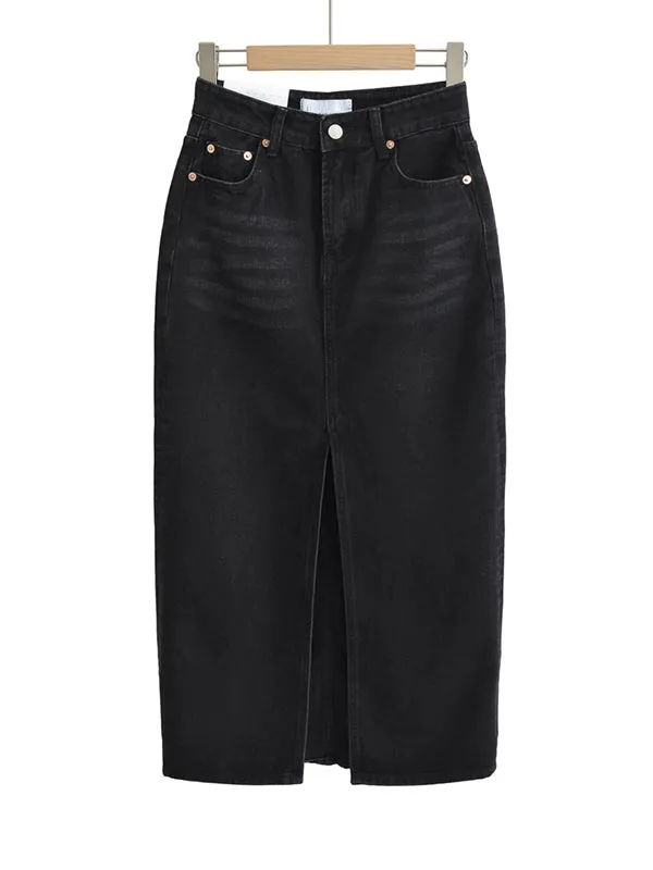 Split-Front High Waisted Skinny Skirts Bottoms