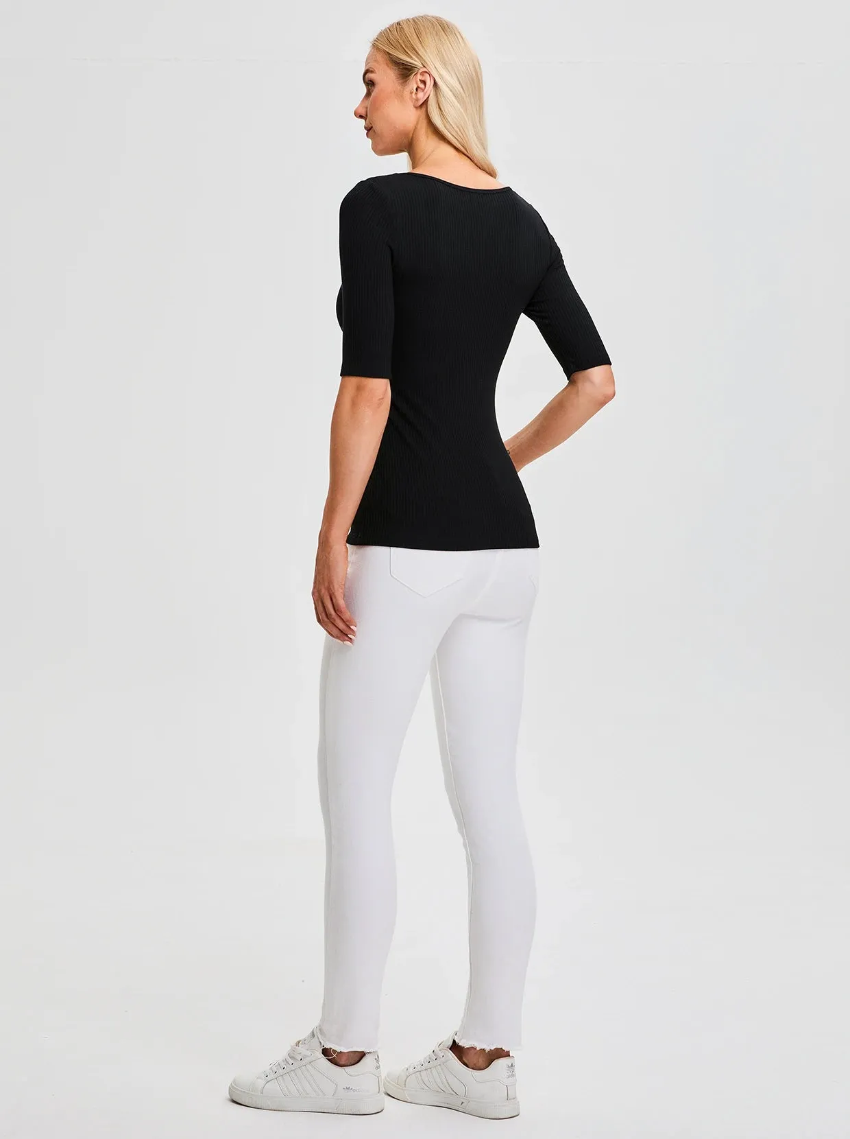 Square Collar Half-sleeve Tops for Women