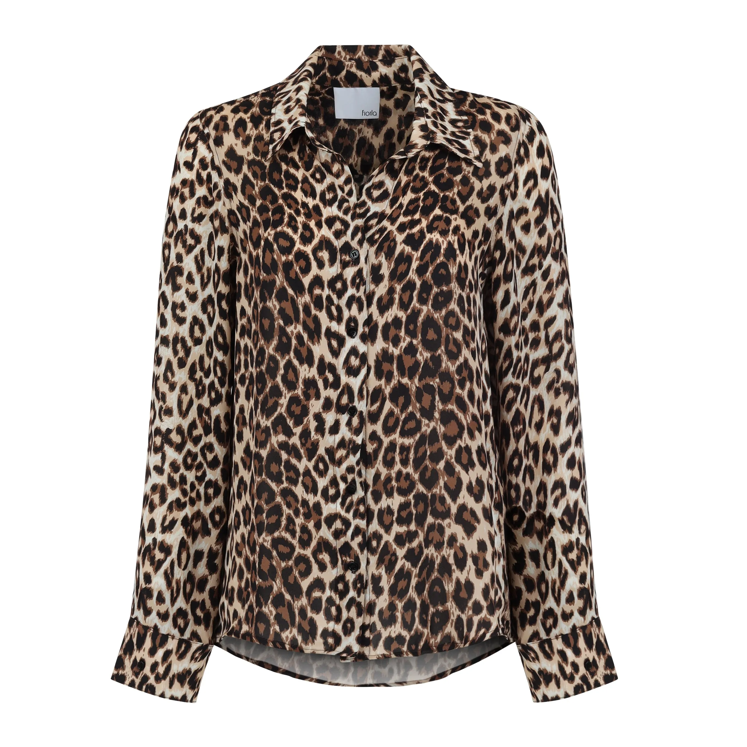 The Gemma leopard print silk button down