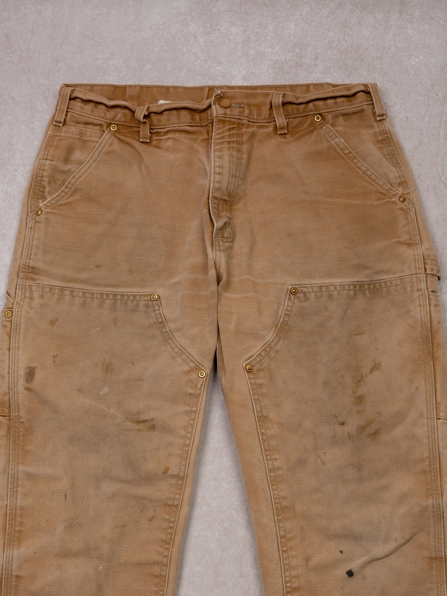 Vintage 90s Beige Carhartt Dungaree Double Knee Cargo Pants (32 x 30)