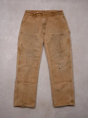 Vintage 90s Beige Carhartt Dungaree Double Knee Cargo Pants (32 x 30)