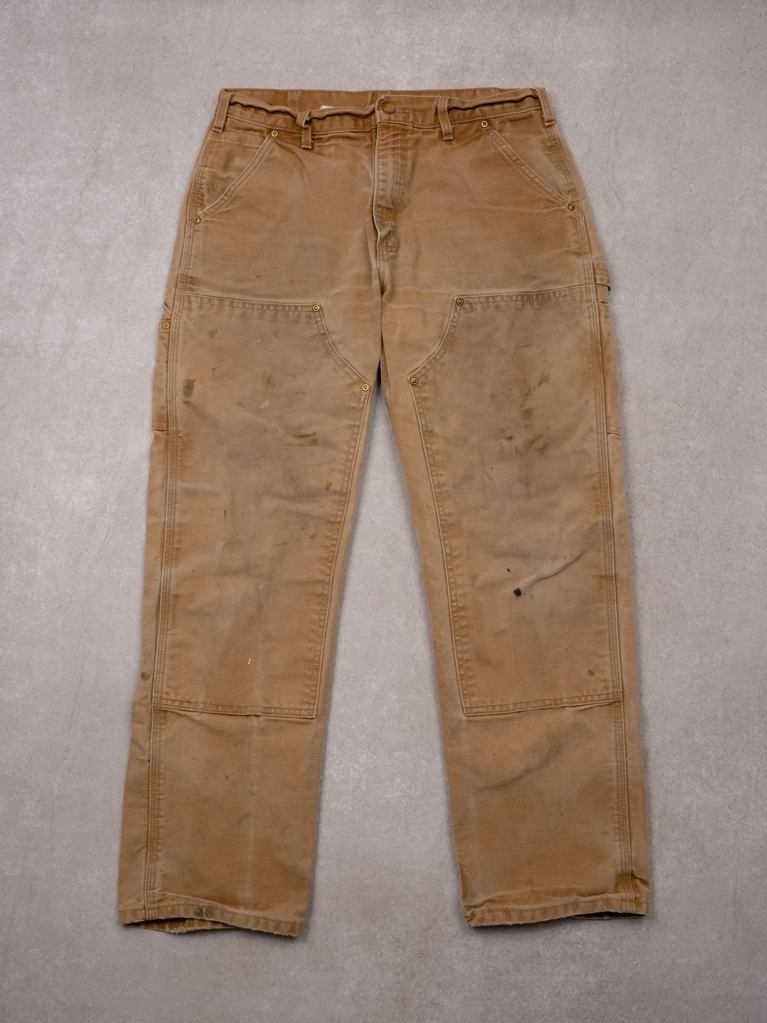 Vintage 90s Beige Carhartt Dungaree Double Knee Cargo Pants (32 x 30)