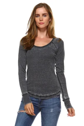 Women's Long Sleeve Thermal Mineral Wash Tops