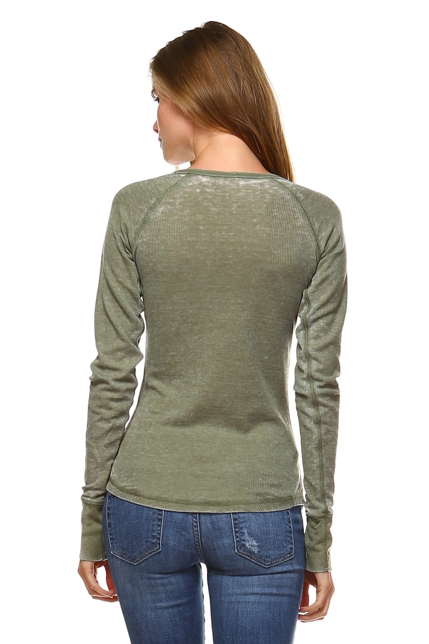 Women's Long Sleeve Thermal Mineral Wash Tops