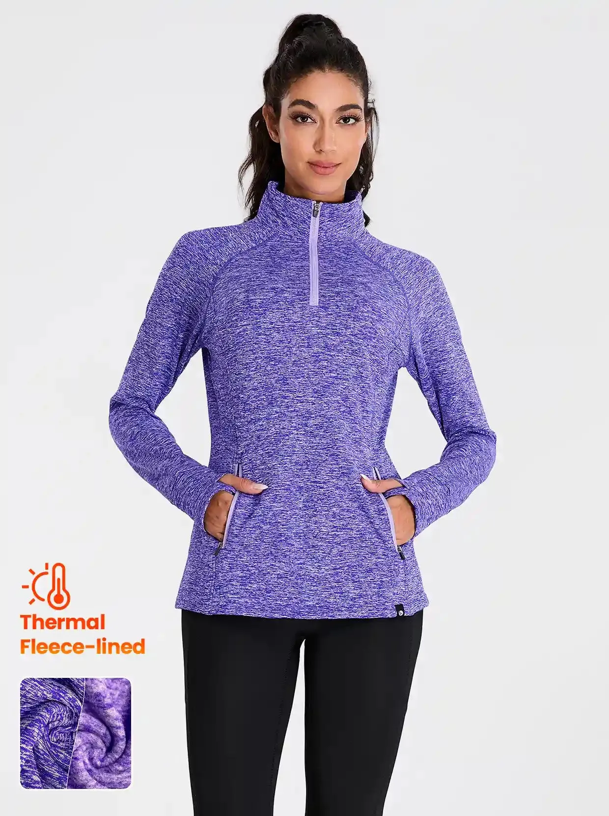 Women's Quarter-zip Fleece Top with thumb holes