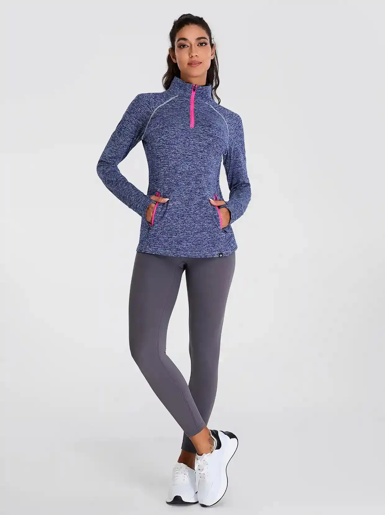 Women's Quarter-zip Fleece Top with thumb holes