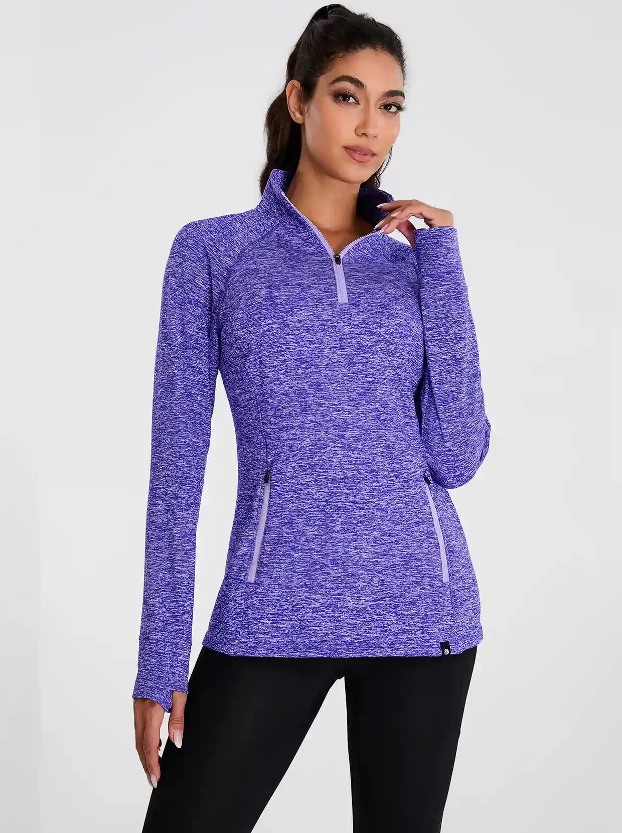 Women's Quarter-zip Fleece Top with thumb holes