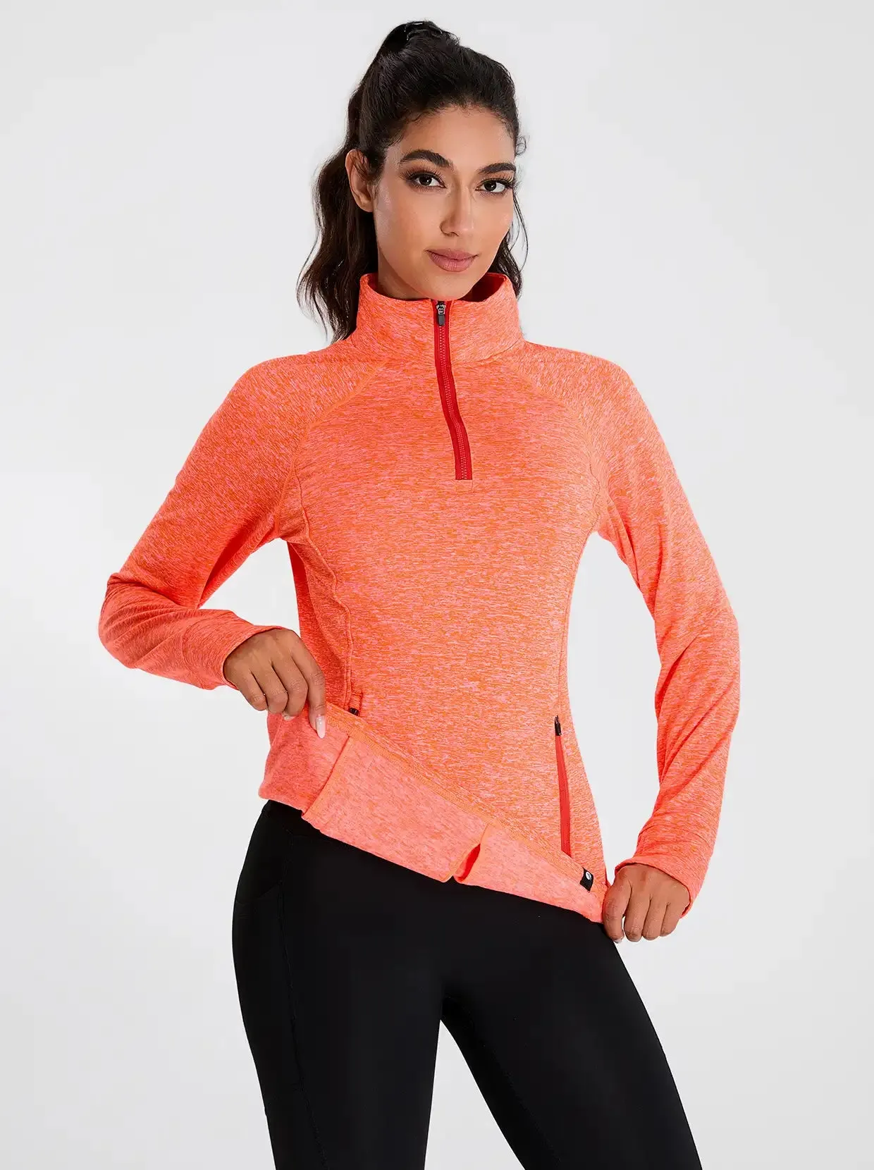 Women's Quarter-zip Fleece Top with thumb holes