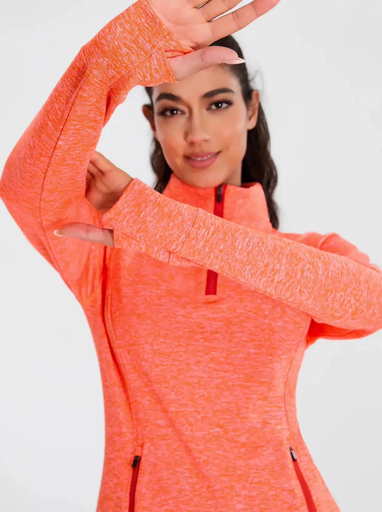 Women's Quarter-zip Fleece Top with thumb holes