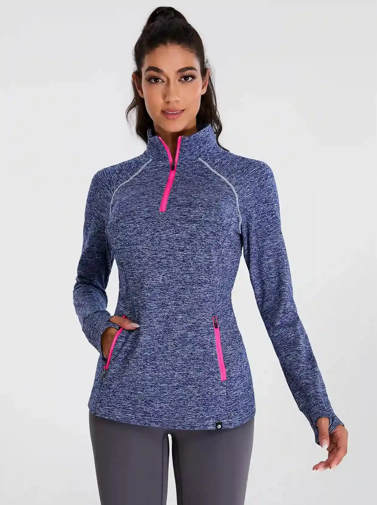 Women's Quarter-zip Fleece Top with thumb holes