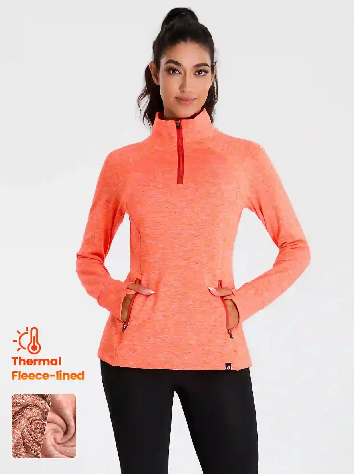 Women's Quarter-zip Fleece Top with thumb holes